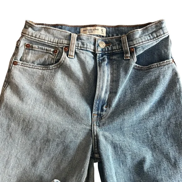 Abercrombie & Fitch Mom Jeans High Rise Size 4 Regular 27 Two Tone Denim - Picture 9 of 9